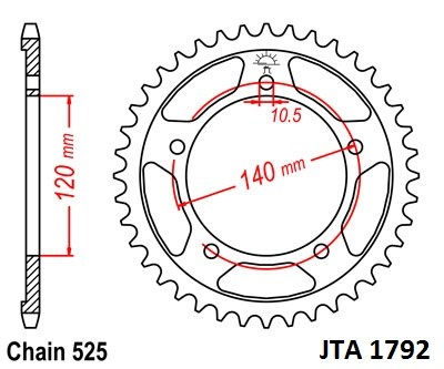 Hliníková reťazová rozeta JT JTA 1792-43 43T, 525