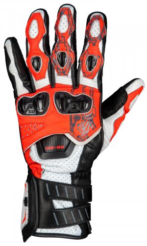 Športové rukavice iXS RS-200 3.0 bielo-červené fluo čierne 2XL