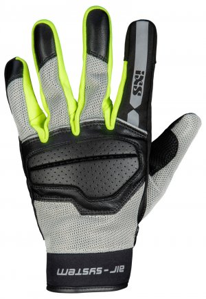 Klasické rukavice iXS EVO-AIR čierna-svetlo šedá-žltá fluo S
